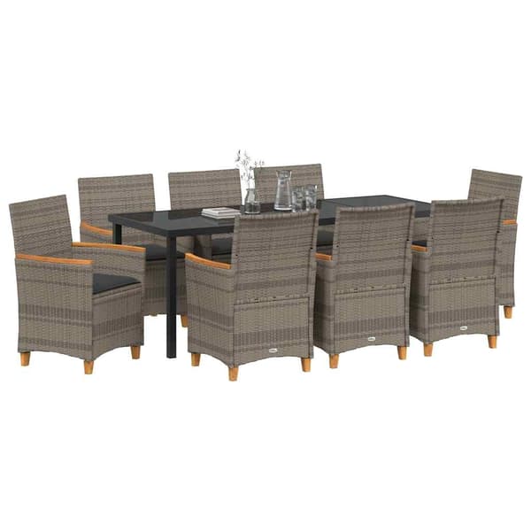 vidaXL Trädgårdsmöbelset 9 pcs Grå konstrotting