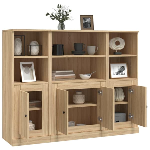 vidaXL Highboards 3 stk sonoma eik konstruert tre