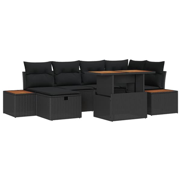 vidaXL Trädgårdsoffset 7 pcs Svart konstrotting
