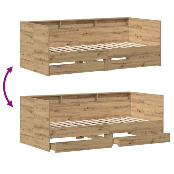 vidaXL Seng med hodegjerde Artisan Eik 75 x 190 cm Konstruert tre