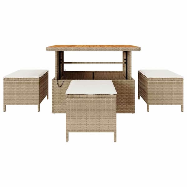 vidaXL Trädgårdsmöbelset Beige konstrotting