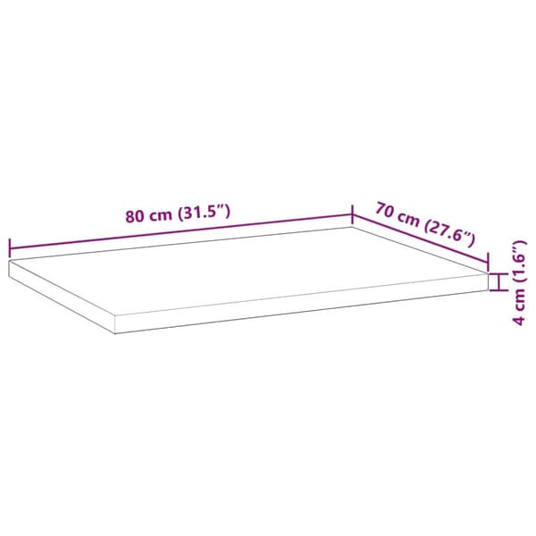 vidaXL Bordplate rektangulær 80x70x4 cm heltre akasie