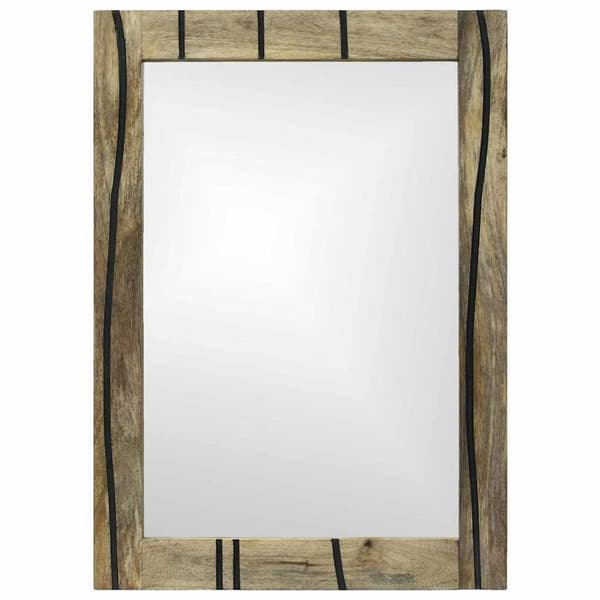 vidaXL Baderomsspeil Brun 70 x 50 x 2,5 cm Glass og solid mango tre