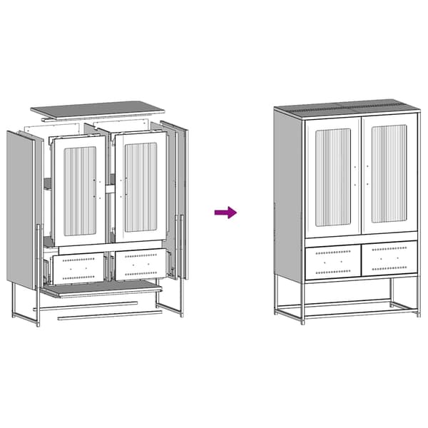 vidaXL Highboard antrasitt 68x39x111,5 cm stål