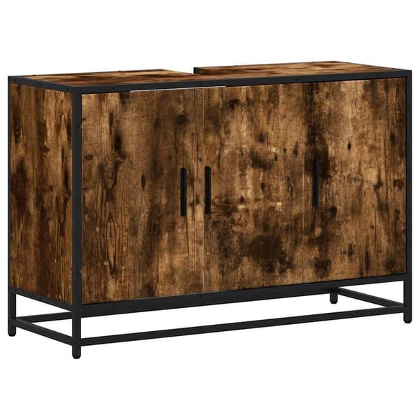 vidaXL Servantskap røkt eik 90x33x60 cm konstruert tre