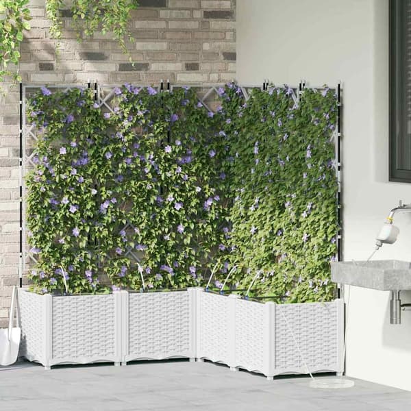 vidaXL Hageblomsterpotte 5 pcs Hvit Plast