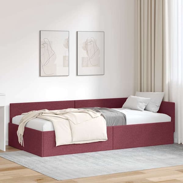 vidaXL Hörnssängram Vinröd 80 x 200 cm tyg
