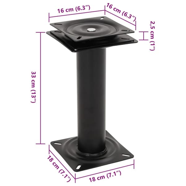 vidaXL Sokkel for båtsete med 360° svingbart sete stål