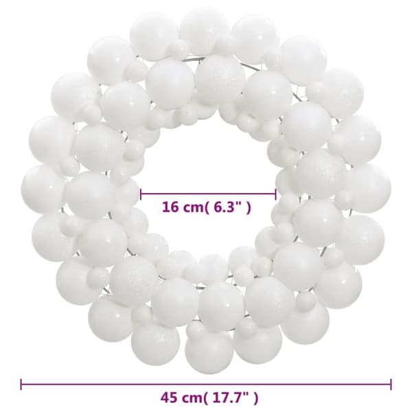 vidaXL Julekrans hvit 45 cm polystyren