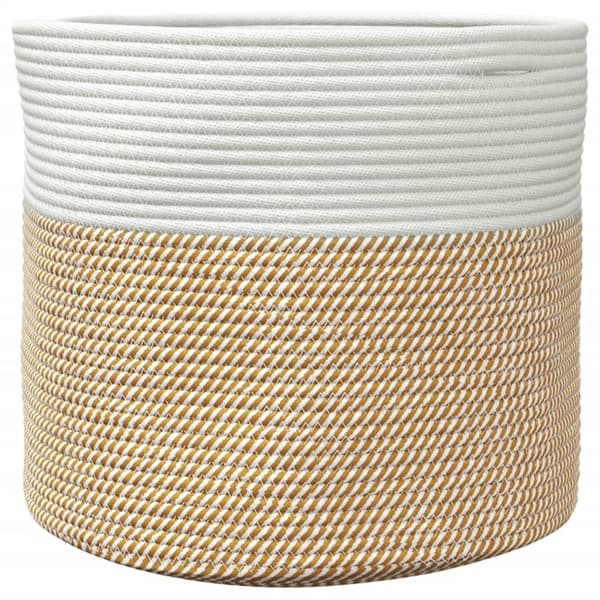 vidaXL Förvaringskorg brun och vit Ø40x35 cm bomull