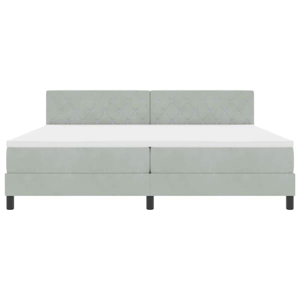 vidaXL Bäddfjäder med madrass Ljusgrå 200 x 200 cm Sammet