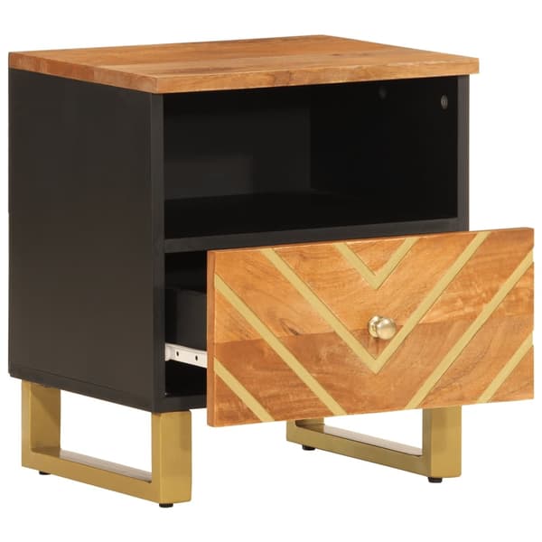 vidaXL Nattbord brun og svart heltre mango