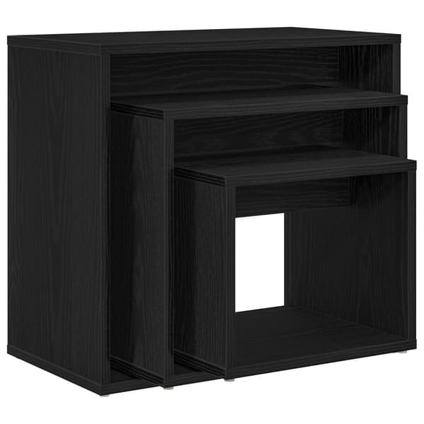vidaXL Nesting Bord 3 pcs Svart Eik Konstruert tre