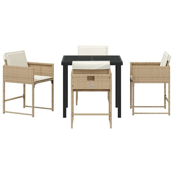 vidaXL Hage Spisegruppe 5 pcs Beige polyrotting
