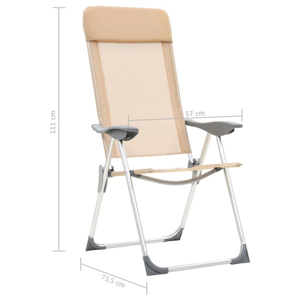vidaXL Hopfällbara campingstolar 4 st aluminium gräddvit