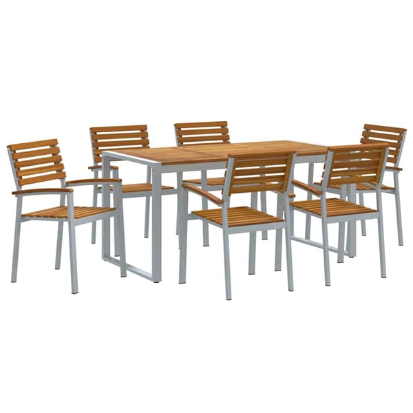 vidaXL Hage Spisegruppe 7 pcs Grå Solid akasietre