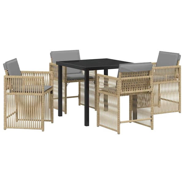 vidaXL Trädgårdsmöbelset 5 pcs Beige konstrotting