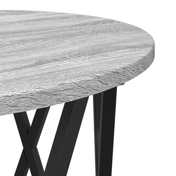 vidaXL Grå sonoma Metallram, träyta Medium Kaffe Bord Rund Modern