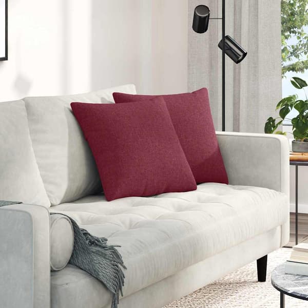 vidaXL Soffkuddar 2 st Vinröd 45 x 45 cm tyg