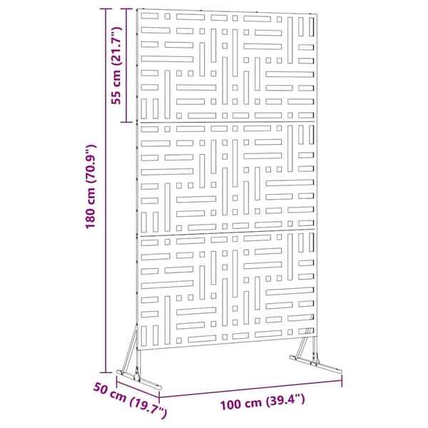 vidaXL Insynsskydd Grå 100 x 50 x 180 cm Stål