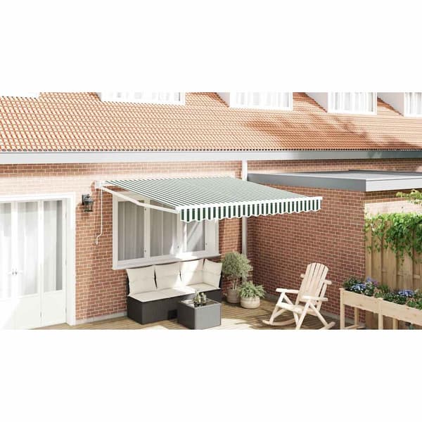 vidaXL Utfällbar markis Grön och Vit 350 x 250 cm