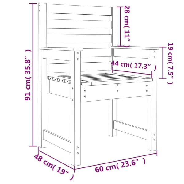 vidaXL Hagestoler 2 stk 60x48x91cm cm heltre douglasgran