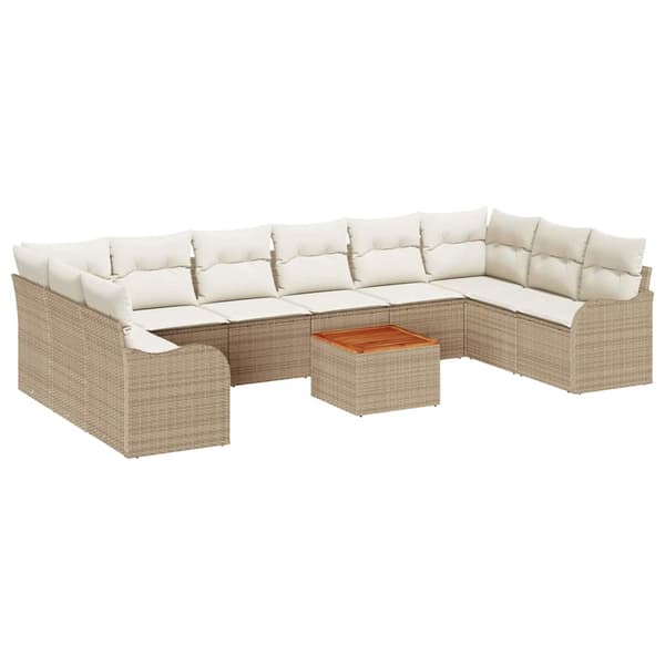 vidaXL Trädgårdsoffset 10 pcs Beige och gräddfärgad konstrotting