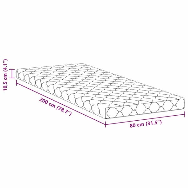 vidaXL Madrass Vit 80 x 200 cm Jacquardtyg