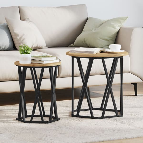 vidaXL Kaffebord 2 pcs Artisan Eik Konstruksjonsvirke og stål