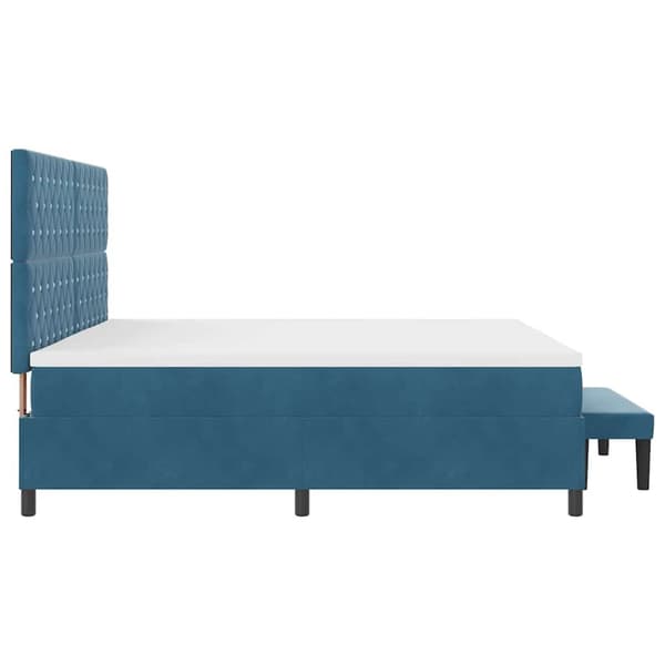 vidaXL Bäddfjäder med madrass Mörkblå 200 x 200 cm Sammet