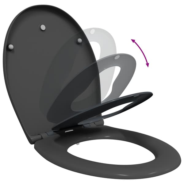 vidaXL Antracit Duroplast Standard Toalettsits Oval Samtida