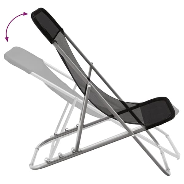 vidaXL Solstolar fällbara 2 st svart textilen och pulverlackerat stål
