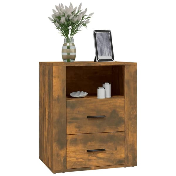 vidaXL Nattbord røkt eik 50x36x60 cm konstruert tre