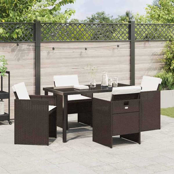 vidaXL Hage Spisegruppe 5 pcs Brun polyrotting
