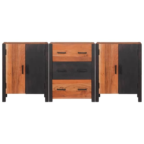 vidaXL Serviesskap 3 pcs Brun 55 x 30 x 75 cm Solid akasietre