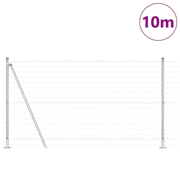 vidaXL Gjerde med stolpe sølv 1,2 x 10 m Stål