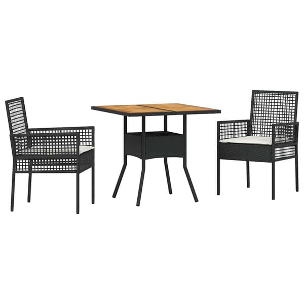 vidaXL Trädgårdsmöbelset 3 pcs Svart konstrotting