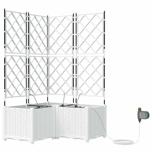 vidaXL Trädgårdsplanterare 3 pcs Vit Plast