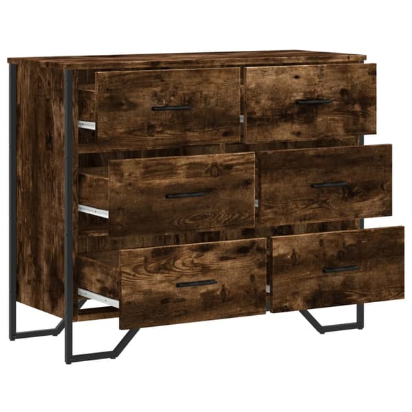 vidaXL Kommode røkt eik 91x35,5x74,5 cm konstruert tre