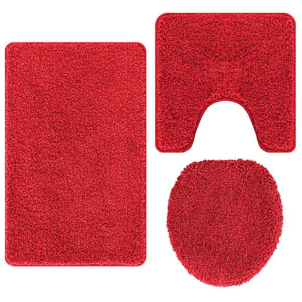 vidaXL Badematte 3 pcs Rød 50 x 50 cm Polypropen
