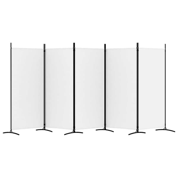 vidaXL Romdeler med 5 paneler hvit 433x180 cm stoff