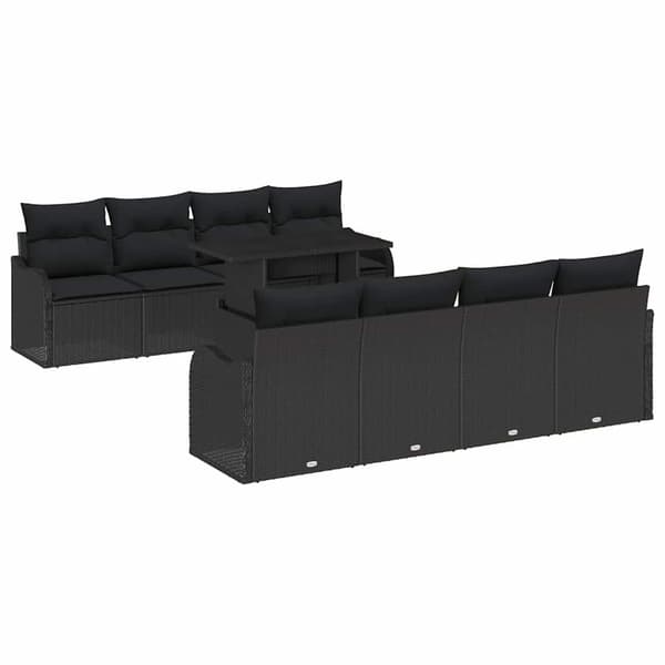vidaXL Trädgårdsoffset med kudde 7 pcs Svart konstrotting