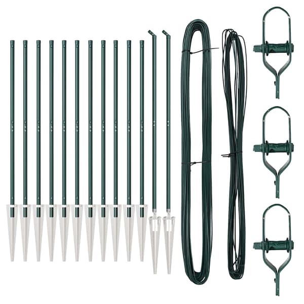 vidaXL Stängselstolpe 13 pcs Grön Stål