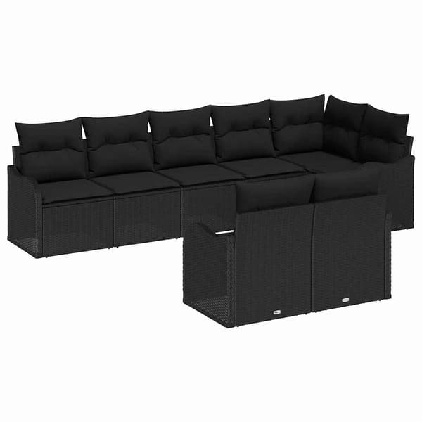 vidaXL Trädgårdsoffset 8 pcs Svart konstrotting