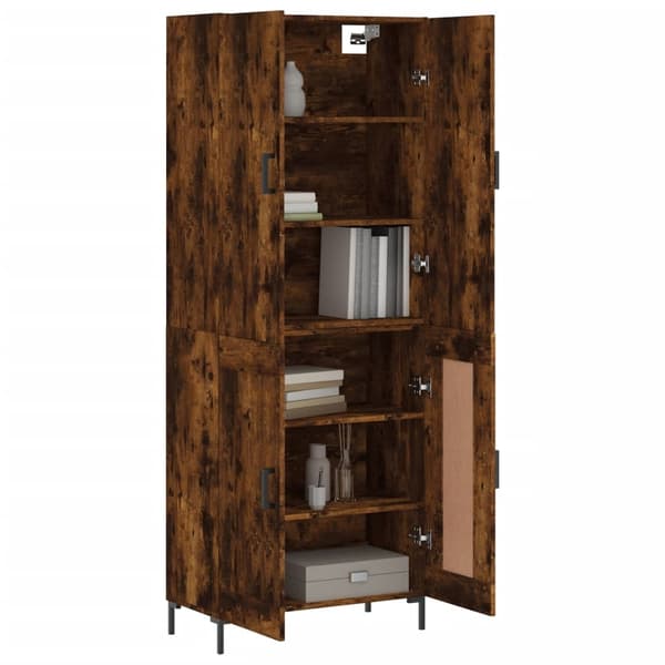 vidaXL Highboard røkt eik 69,5x34x180 cm konstruert tre