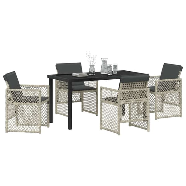 vidaXL Hage Spisegruppe 5 pcs Lysegrå polyrotting