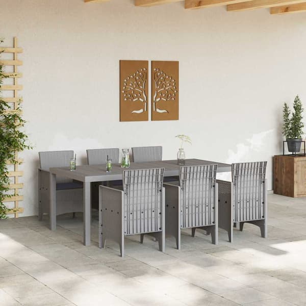 vidaXL Trädgårdsmöbelset 7 pcs Ljusgrå Polypropylen