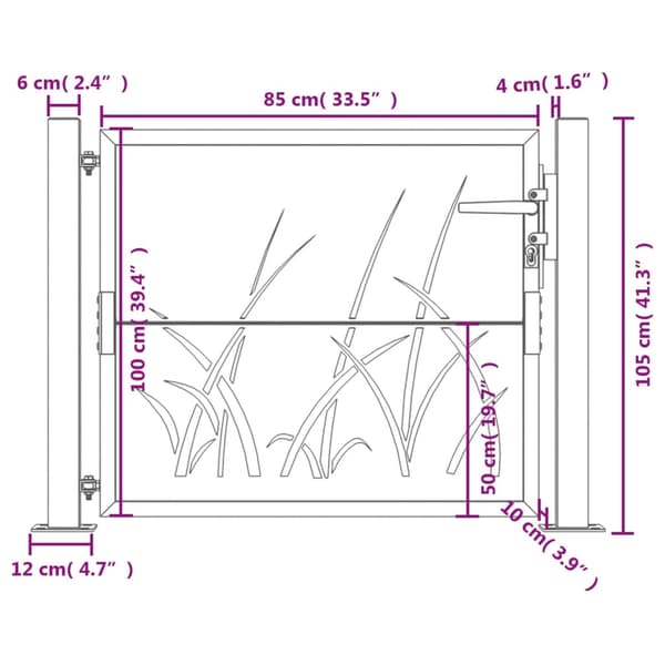 vidaXL Hageport antrasitt 100x100 cm stålgressdesign