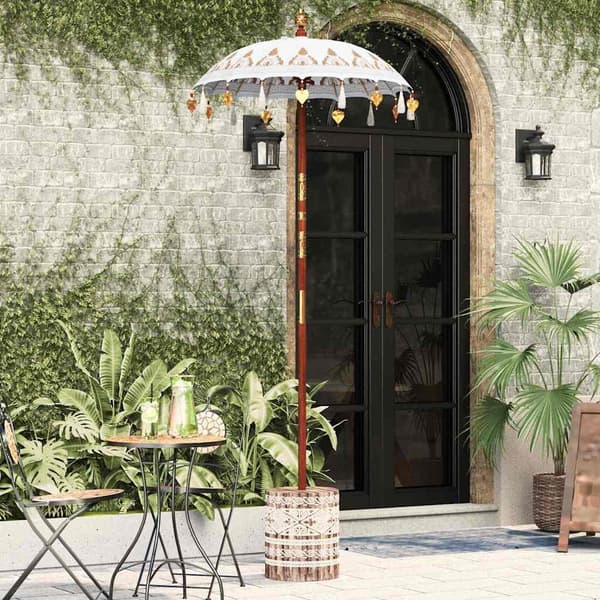 vidaXL Balinesisk Parasol 260 Krem 95-100 cm Bomull og solid tre