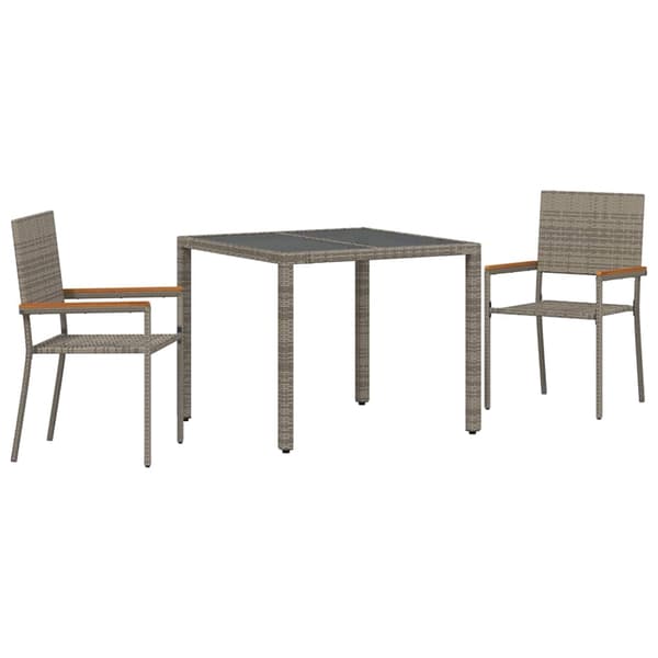 vidaXL Trädgårdsmöbelset 3 pcs Grå konstrotting